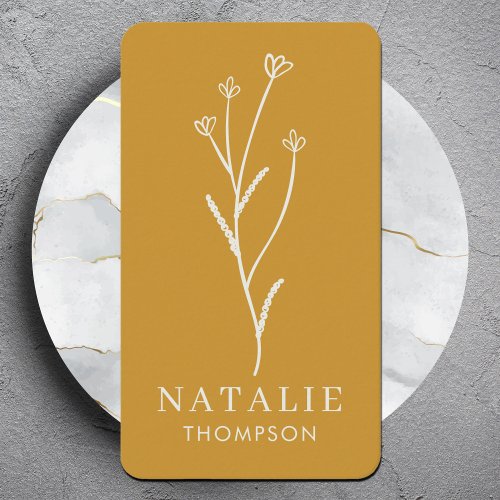 Trendy Boho Chic Minimalist Mustard Yellow  Business Card