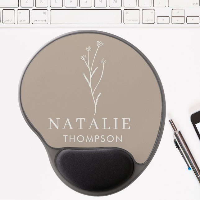 Trendy Boho Chic Mushroom Brown Cool Personalized Gel Mouse Pad (Creator Uploaded)