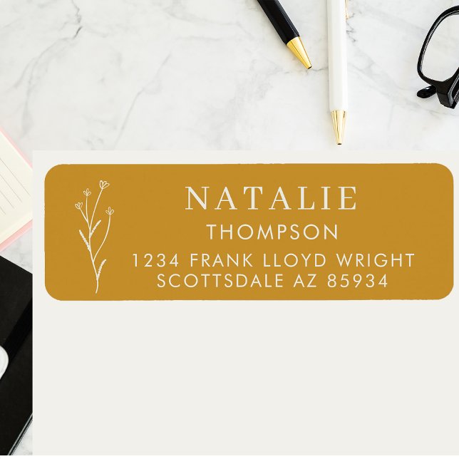 Trendy Boho Chic Mustard Yellow Return Address Label (Creator Uploaded)