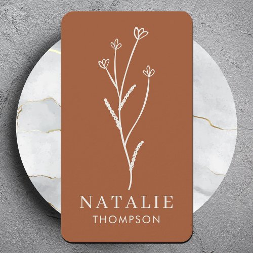 Trendy Boho Chic Rustic Terracotta Flower Business Card