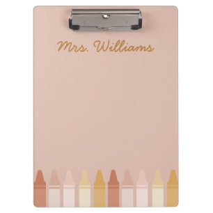 Trendy Boho Colors Crayon Teacher Name Clipboard