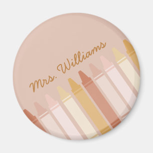 Trendy Boho Colors Crayon Teacher Name Magnet