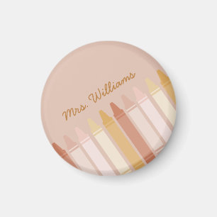 Trendy Boho Colors Crayon Teacher Name Magnet