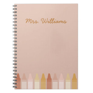 Trendy Boho Colors Crayon Teacher Name Notebook