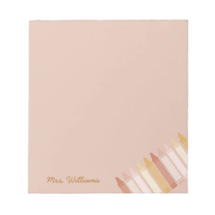 Trendy Boho Colors Crayon Teacher Name Notepad