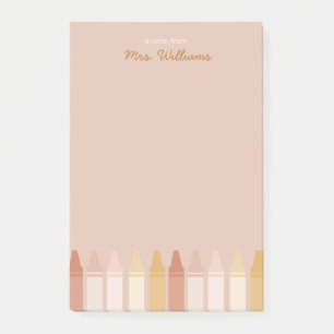 Trendy Boho Colors Crayon Teacher Name Post-it Notes
