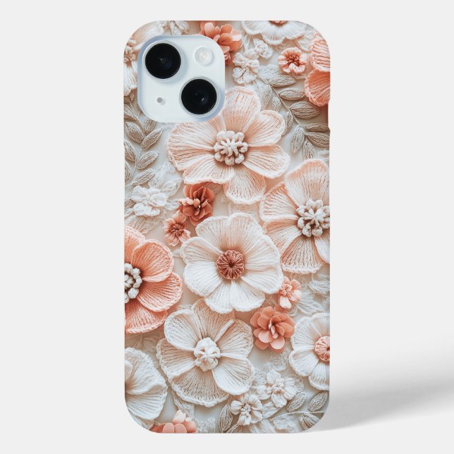 Trendy Boho Crochet Pastel Flowers Pattern Case-Mate iPhone Case (Back)