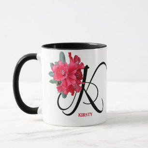 Trendy boho customizable red flowers Kirsty name  Mug