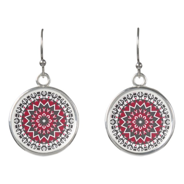 Trendy Boho Ethnic Inspired Geometric Mandala Earrings (Front)