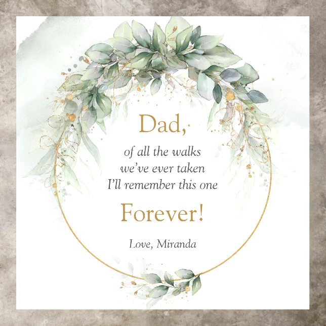 Trendy boho eucalyptus greenery gold wedding floor decals (Insitu)