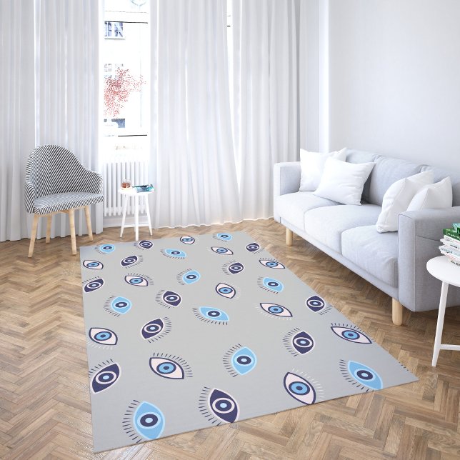 Trendy Boho Evil Eye Good Luck Protection Area Rug (Creator Uploaded)