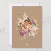 Trendy Boho Fall Floral Pumpkin Save the Date (Back)