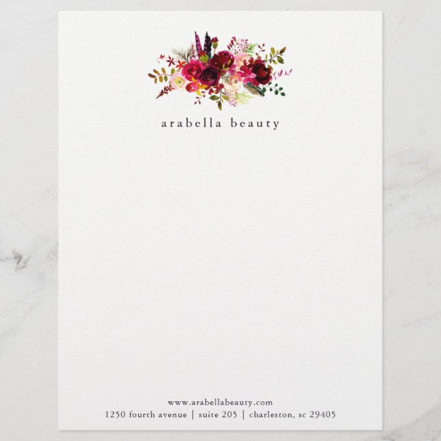 Trendy Boho Floral with Business Name Letterhead (Front)
