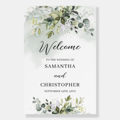 Trendy boho greenery foliage eucalyptus welcome foam board