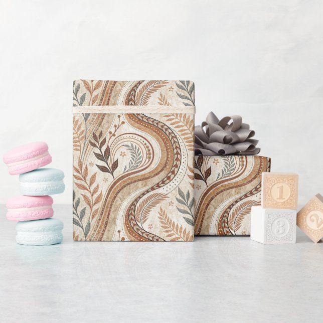 Trendy Boho Pattern Wrapping Paper Roll (Baby Shower)