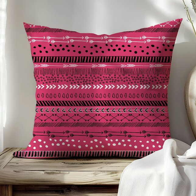 Trendy Boho Pink Arrows Throw Pillow (Creator Uploaded)