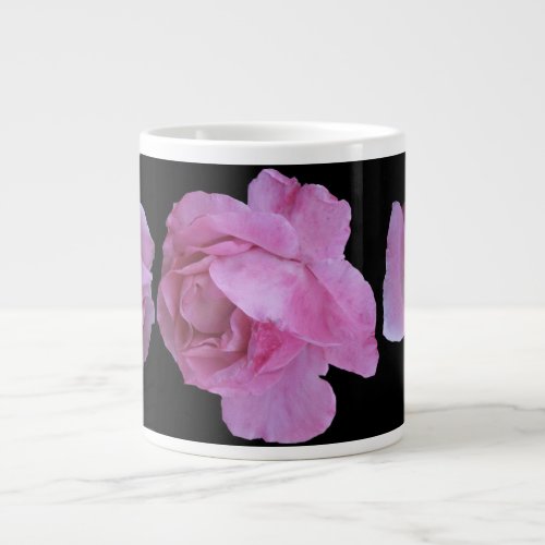 Trendy boho pink French rose black modern vintage  Giant Coffee Mug