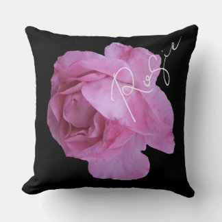 Trendy boho pink rose name Rosie customizable fun Throw Pillow
