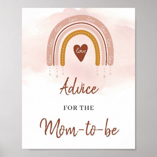Trendy Boho Rainbow Advice For The Mom_to_be Sign