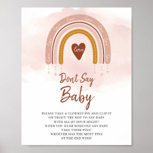 Trendy Boho Rainbow Don't Say Baby Game Sign