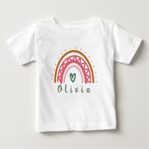 Trendy Boho Rainbow with a Personalized Name Baby T-Shirt
