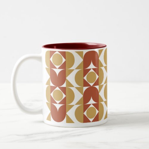 trendy boho style colorful geometric pattern Two_Tone coffee mug