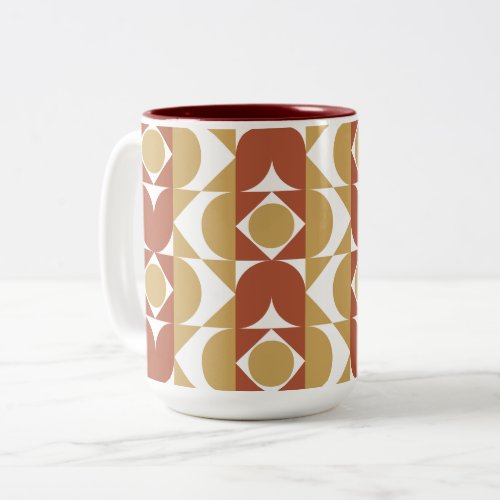 trendy boho style colorful geometric pattern Two_Tone coffee mug
