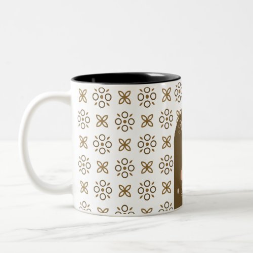 trendy boho style colorful geometric pattern Two_Tone coffee mug