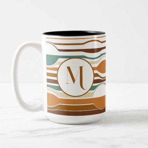 trendy boho style colorful geometric pattern Two_Tone coffee mug