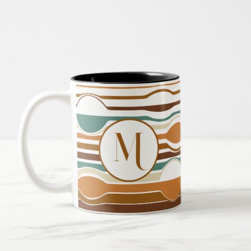 trendy boho style colorful geometric pattern Two_Tone coffee mug