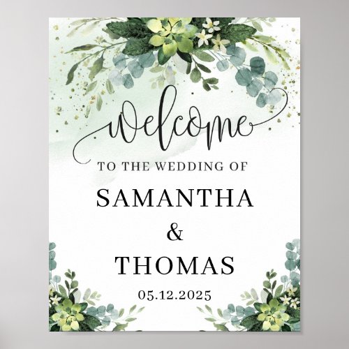 Trendy Boho Succulent floral wedding welcome sign