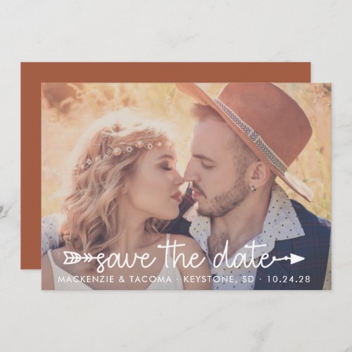 Trendy Boho Tribal Typography Photo Save the Date