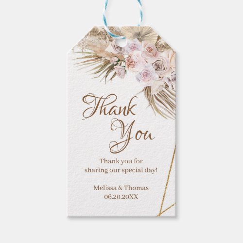 Trendy Boho Tropical Dried Flowers Pampas Grass  Gift Tags