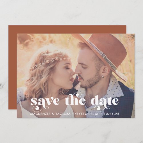 Trendy Boho Typography Photo Save the Date