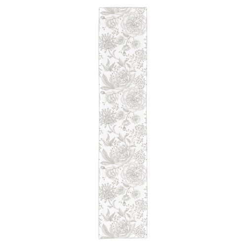 Trendy boho vintage flowers neutral grey roses short table runner