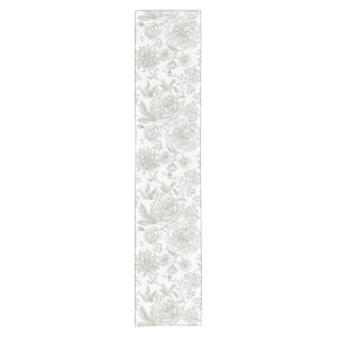 Trendy boho vintage flowers neutral grey roses short table runner