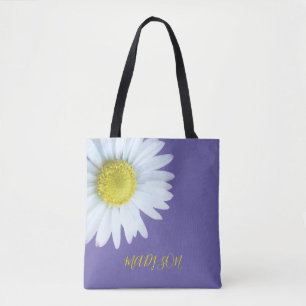 Trendy Boho White Yellow Purple Tote Bag