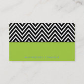 TRENDY bold chevron pattern panel black lime green Business Card (Back)
