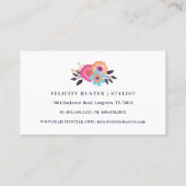 Trendy Bold Floral Pattern Print & Gold Monogram Business Card (Back)