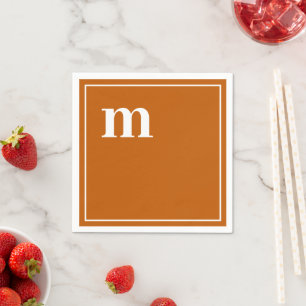 Trendy Bold Lower Case Monogram Burnt Orange Napkins