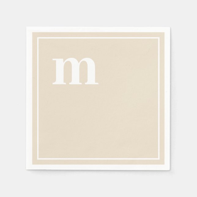 Trendy Bold Lower Case Monogram Champagne Beige Napkins (Front)