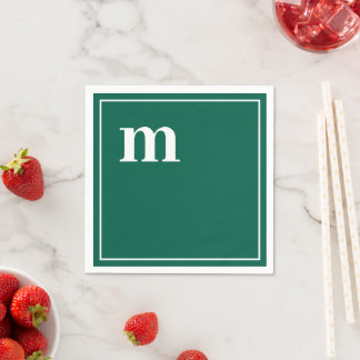 Trendy Bold Lower Case Monogram Emerald Green Napkins