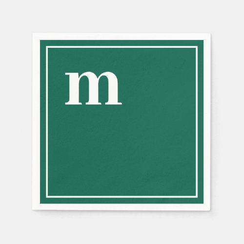Trendy Bold Lower Case Monogram Emerald Green Napkins