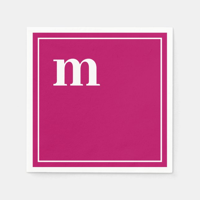 Trendy Bold Lower Case Monogram Magenta Napkins (Front)