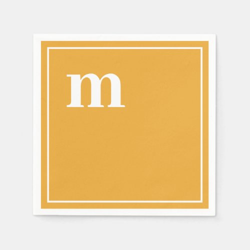 Trendy Bold Lower Case Monogram Marigold Yellow Napkins