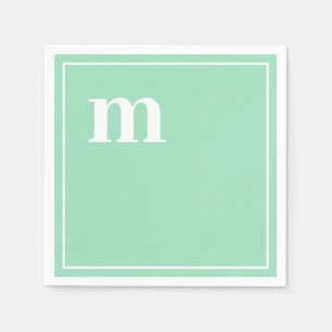 Trendy Bold Lower Case Monogram Seafoam Green Napkins