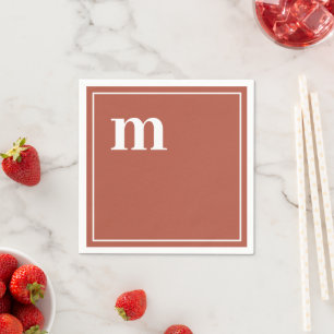 Trendy Bold Lower Case Monogram Terracotta Napkins
