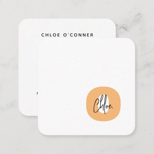 Trendy Bold Monogram Orange Initial Script Name Square Business Card