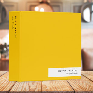 Trendy Bold Mustard Yellow Minimal Simple 3 Ring Binder