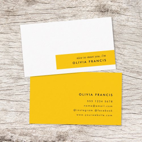 Trendy Bold Mustard Yellow Minimal Simple Business Card